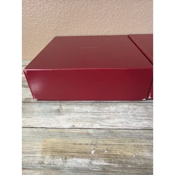 Set of 3 Cartier Red Presentation Jewelry Boxes Gold Logo - Empty - Picture 6 of 16